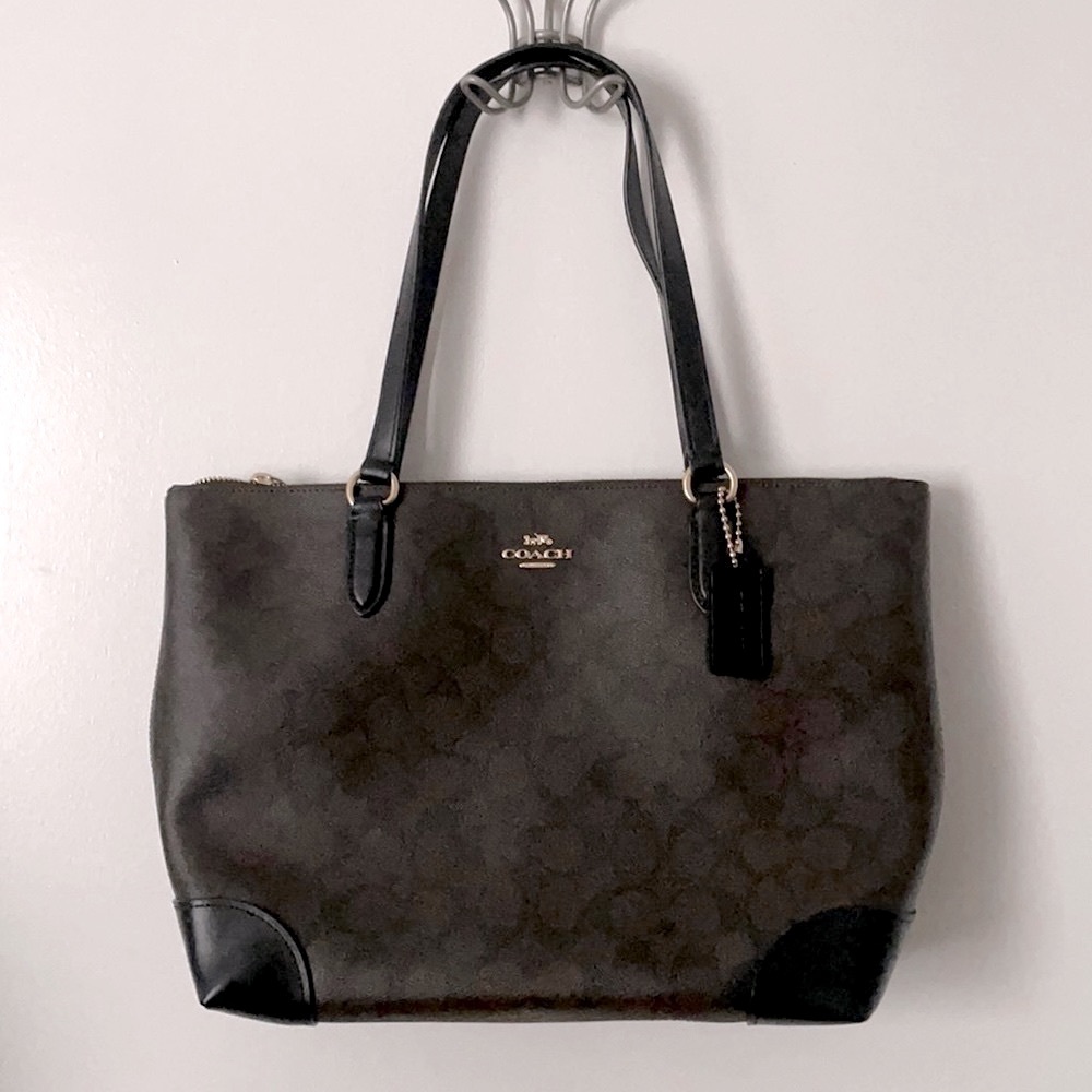 Coach Zip Top Tote In Signature Canvas